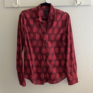 J crew perfect fit button down floral print blouse, size 8